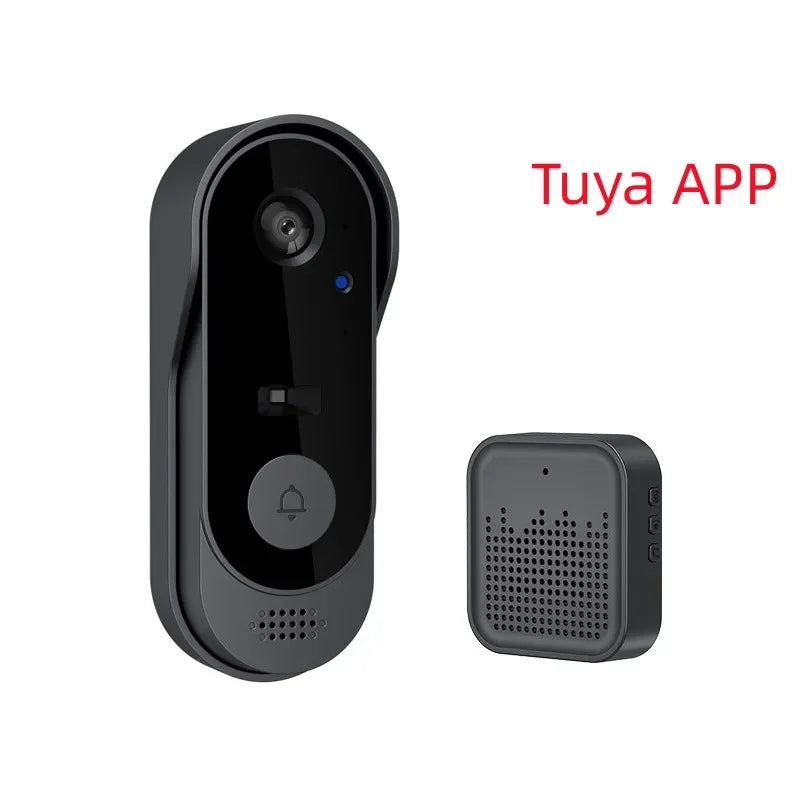 Campainha Tuya com Câmera Sem Fio - Pacote de Campainha de Vídeo WIFI HD para Externo, Câmera de Campainha de Segurança com Intercomunicador de Vídeo e IR